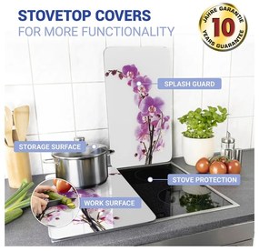 Set 2 protecții din sticlă pentru aragaz Wenko Orchid, 52 x 30 cm