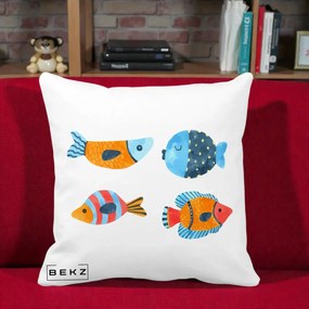 Perna Decorativa Pesti Acuarela, 40x40 cm, Alba Mata, Husa Detasabila, Perna Inclusa, BEKZ®