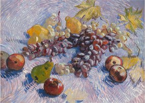 Tablou pe sticlă - Vincent van Gogh, Grapes, Lemons, Pears, and Apples, reproducere (70x50 cm)