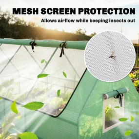 Outsunny Seră de Grădină cu 2 Ferestre Laterale și Fereastră Centrală Rulantă, din Oțel, PE și PP, 240x90x90 cm, Verde | Aosom Romania