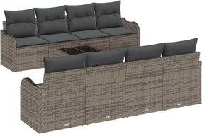 vidaXL Set de canapele pentru grădină cu pernă cu depozitare 9 pcs Gri