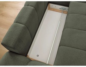 Colțar verde extensibil/cu spațiu de depozitare cu tapițerie din chenille (cu colț pe partea dreaptă/cu șezlong) Everest – Bobochic Paris