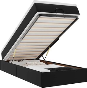 vidaXL Cadru de pat otoman cu saltea neagră 90x200cm piele artificială