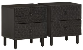 vidaXL Noptiere, 2 buc., negru, 40x33x46 cm, lemn masiv de mango