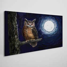 Tablou canvas ramură de copac bufniță noapte lună