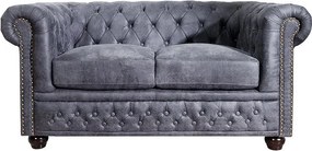 Canapea clasica stil englezesc Chesterfield 2 locuri gri antic A-37390 VC