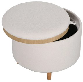 HOMCOM Hocker Polsterhocker, Pluș Teddy, Stocare ascunsă, capac reversibil, 56 cm x 56 cm x 42 cm, Alb | Aosom Romania