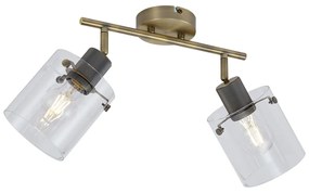Spot de tavan de design bronz cu sticlă transparentă 2 lumini - Domo