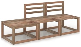 Set mobilier de gradina, 3 piese, maro, lemn de pin tratat 2x mijloc + suport pentru picioare, 1