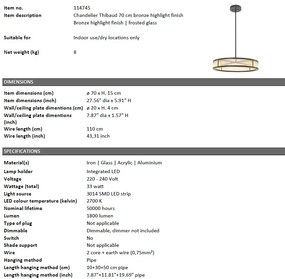 Lustra LED dimabila suspendata design elegant Thibaud S, bronz