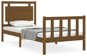 3192159 vidaXL Cadru de pat cu tăblie, maro miere, 100x200 cm, lemn masiv