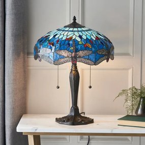 Endon 64089 - Lampă de masă Tiffany DRAGONFLY, 2xE27/60W/230V, Ø 41 cm