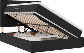 vidaXL Pat cu saltea și LED cu saltea Negru 140 x 200 cm Catifea