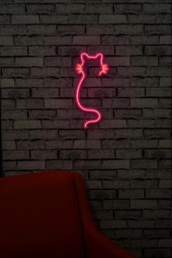 Decoratiune luminoasa LED de perete Cat Roz 22x48x2 cm