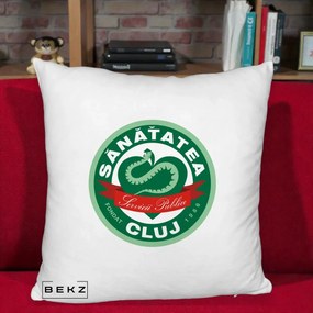 Perna Personalizata Sanatatea Cluj Servicii Publice 1986, 40x40 cm, Alb Pufos, Husa Detasabila, Perna Inclusa, BEKZ®