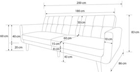 Canapea extensibilă albastră 201 cm Nola - Støraa