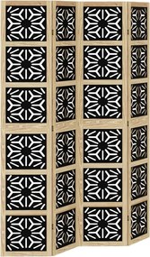 vidaXL Paravan de cameră, 4 panouri, maro/negru, lemn masiv paulownia