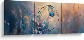 Tablou - Pajiște cu Fluture (cu ceas) (90x30 cm)
