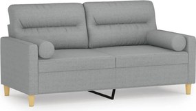 vidaXL Canapea cu 2 locuri cu pernuțe, gri deschis, 140 cm, textil