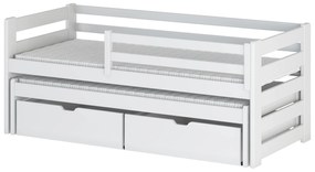 Pat pentru copii 80 x 180 cm SIMO (cu somieră și sp. depozitare) (Alb). Promo -10%. 1012997