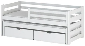 Pat pentru copii 80 x 180 cm SIMO (cu somieră și sp. depozitare) (Alb). Promo -10%. 1012997