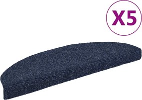 vidaXL Covorașe autoadezive pentru scări, 5 buc., 65x21x4 cm, albastru, semirotunde, mari