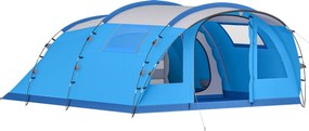 Outsunny Cort familial tip tunel pentru 4 persoane cu 3 camere Ușă 4 ferestre Impermeabil Montaj ușor | Aosom Romania