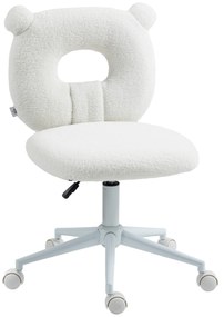 HOMCOM Scaun de birou reglabil în înălțime, cu căptușeală Teddy, 50 cm x 56 cm x 90 cm, Alb | Aosom Romania