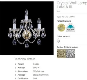 Aplica de perete cu 3 brate Cristal Bohemia Exclusive Lamia III AG