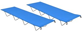 vidaXL Paturi camping 2 buc. albastru 180x60x19cm țesătură oxford&amp;oțel