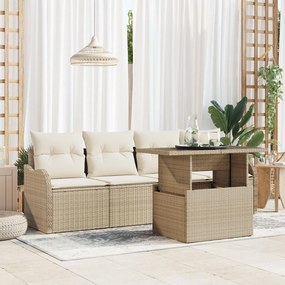 vidaXL Set de canapele pentru grădină cu pernă 5 pcs Bej Rattan poli