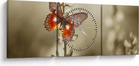Tablou cu fluture (cu ceas) (90x30 cm)