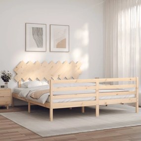 3195301 vidaXL Cadru de pat cu tăblie Super King Size, lemn masiv