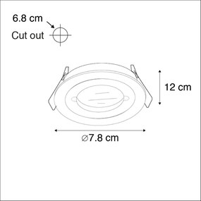 Spot încastrat inteligent oțel rotund IP44 incl. Wifi GU10 - Xena