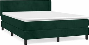 vidaXL Pat box spring cu saltea, verde închis, 140x200 cm, catifea