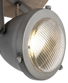 Spotlight industrial din oțel cu lemn inclinabil cu 3 lumini - Emado