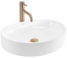 Lavoar pe blat Rea Sabina oval 50 cm alb lucios