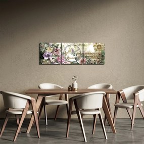 Tablou - Flori de design (cu ceas) (90x30 cm)