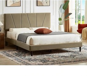 Pat SAVANA 160x200, stofa catifelata bej - Bluvel 28, cu suport saltea