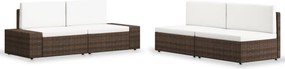 vidaXL Set mobilier de grădină, 4 piese, maro, poliratan