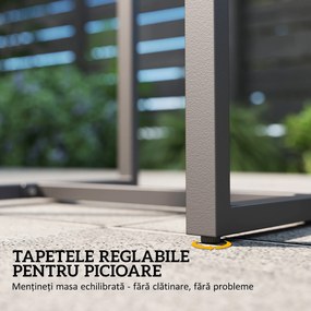Outsunny Set de Grădină 3 Piese din Rattan PE și Oțel, Set cu 2 Fotolii cu Perne Lavabile și Măsuță de Cafea cu Blat din Sticlă, Set de Mobilier pentru Balcon, Terasă sau Curte, Gri Închis și Negru | Aosom Romania
