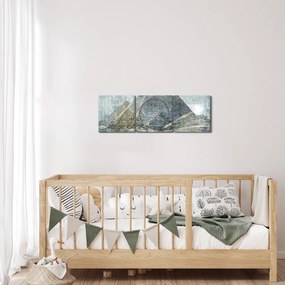 Tablou - Piramide în filtru albastru (cu ceas) (90x30 cm)