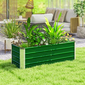 Outsunny Pat de Grădină Ridicat Fără Fund, din Oțel, cu 2 Zone de Cultivare, 125x47x40 cm, Verde | Aosom Romania