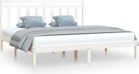 vidaXL Cadru de pat, alb, 200x200 cm, lemn masiv