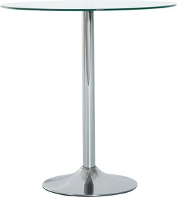 HOMCOM Masă rotundă cu blat din sticlă, cadru metalic, argintiu | Aosom Romania