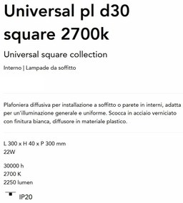 Plafoniera LED perete/tavan Universal pl d30 square 2700k