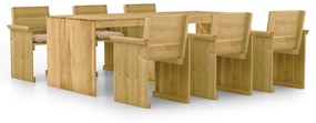 Set mobilier de exterior, 7 piese, lemn de pin tratat Bej, 1