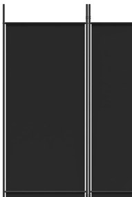 Paravan de camera cu 5 panouri, negru, 250x220 cm, textil