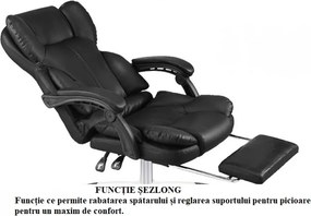 RESIGILAT- Scaun directorial, suport picioare, funcție recliner, SIB 818, PU, Negru