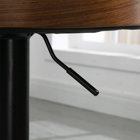 HOMCOM Scaune de Bar Set 2 buc., Scaun de Bar Tapitat din Oțel și Lemn Masiv, Înălțime Reglabilă pentru Bucătărie cu Suport pentru Picior, Rotativ 360°, Scaun de Bar pentru Bucătărie, Sufragerie, Sală de Mese, Negru+Cafea | Aosom Romania